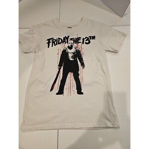 Friday the 13th Jason Voorhees Horror T-Shirt Men's Small Cream